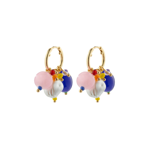 JACOBINE pearl pendant hoops multicolored/Gold-plated