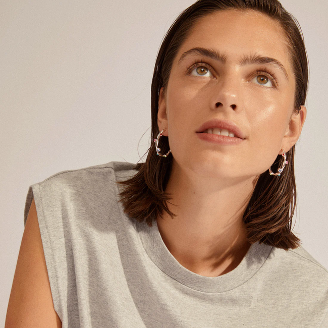 HARLEY recycled large twirl hoop earrings Silver-plated