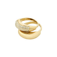 LEARN recycled crystal rings 2-in-1 set gold-plated