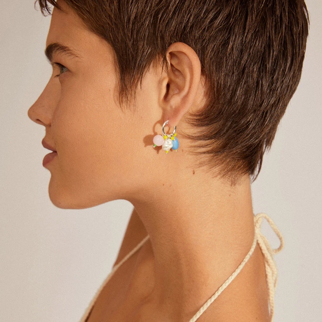 JACOBINE pearl pendant hoops multicolored/silver-plated