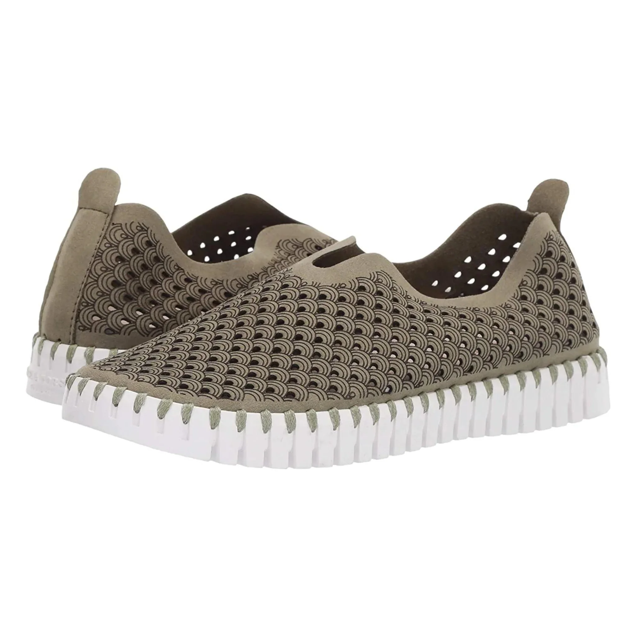 Tulip 139 Perforated Slip-On Sneaker in Army
