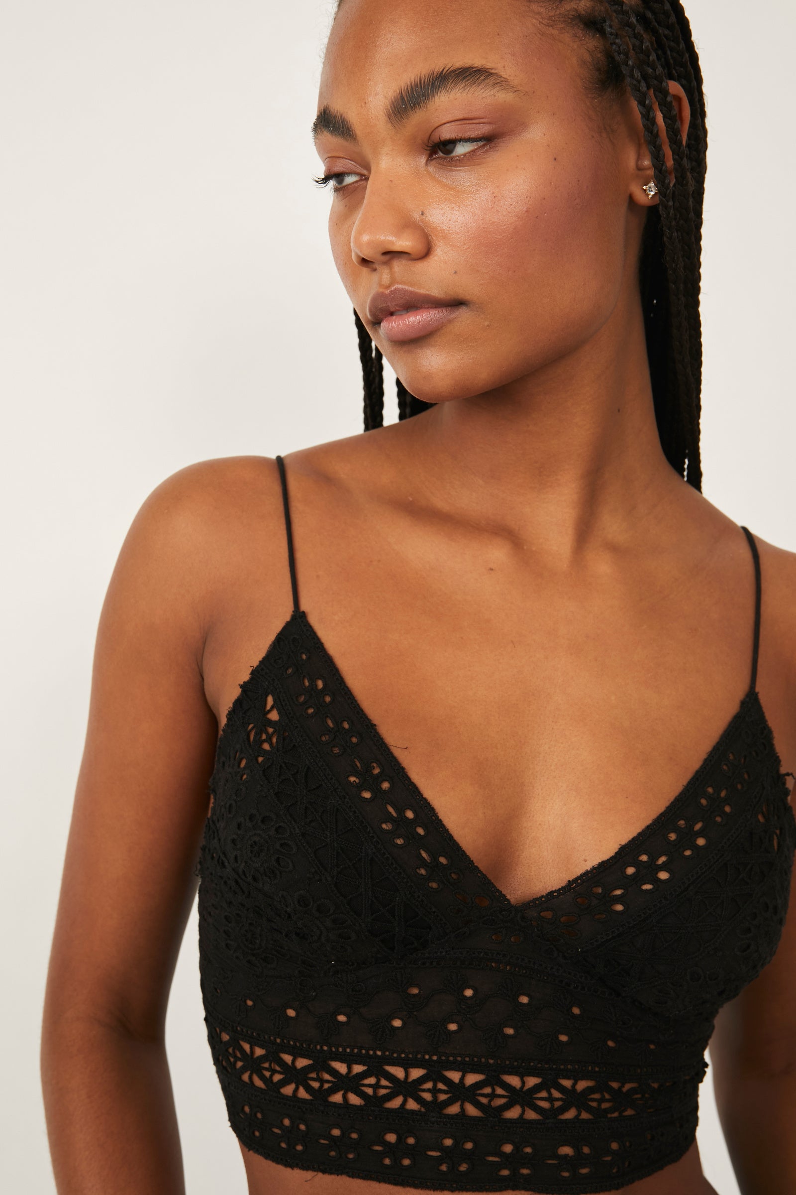 Maya Longline Lace Bralette In Black